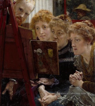Un groupe de famille romantique Sir Lawrence Alma Tadema Peinture à l'huile